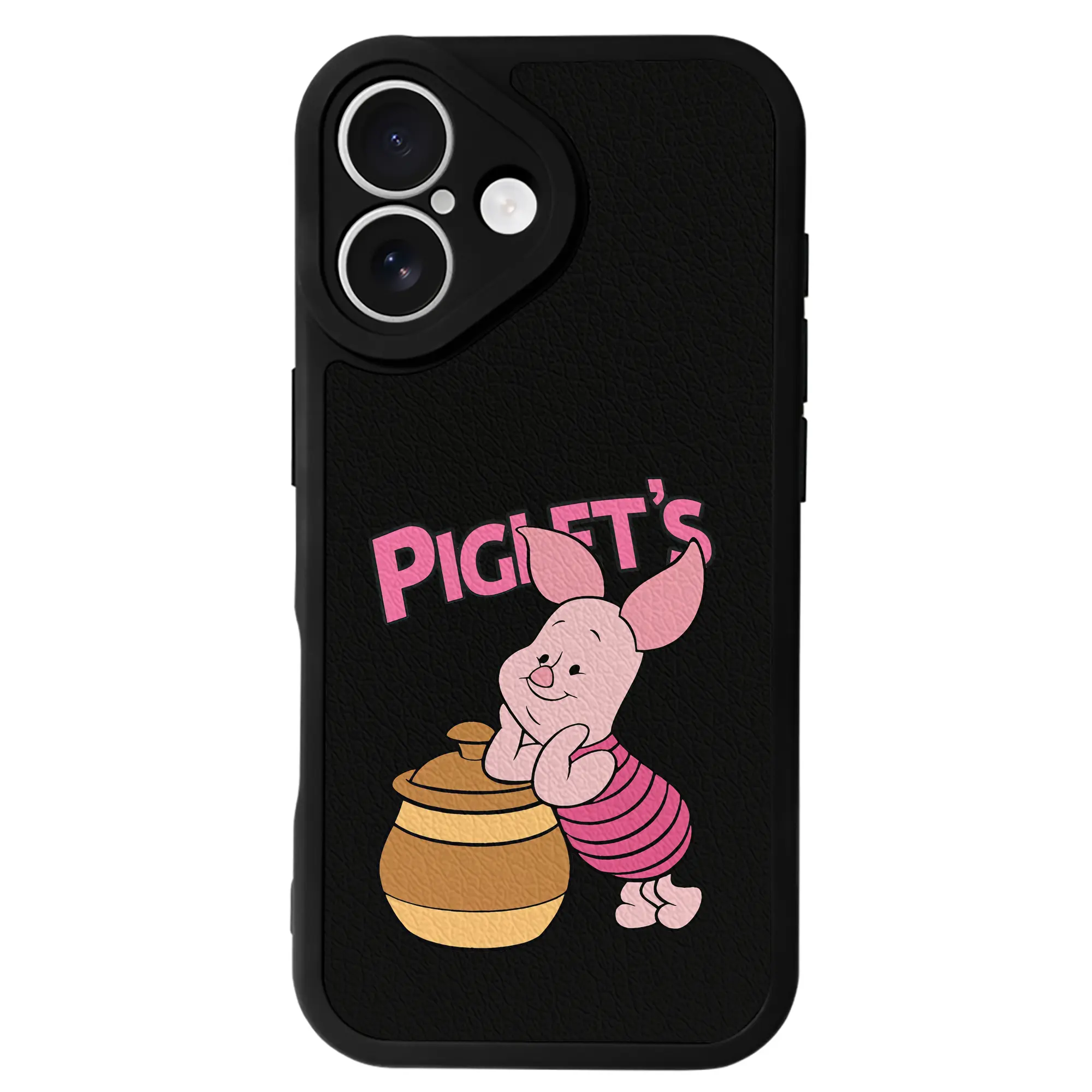 プーさん グッズ ピグレット - IPhone 16シリーズ対応 ・ シリコンスマホケース ・ レザー調 ・ 高精度フィット ・ 耐衝撃 ・ ワイヤレス充電対応 ・ 精密カット